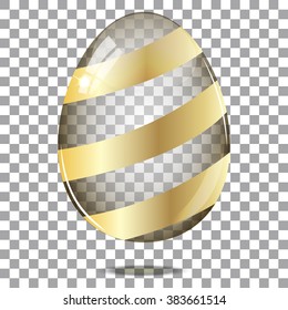 Big white transparent glass egg with glares and highlights. White pearl. Vector illustration, contains transparencies, gradients and effects. Happy easter