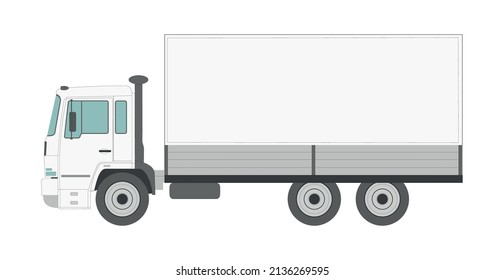 Gran camión blanco sobre fondo blanco - Ilustración vectorial
