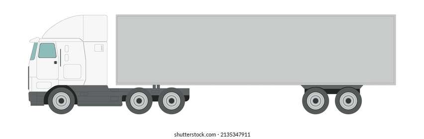 Big white truck with a trailer on a light background - Vector illustration