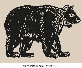 Big wild bear hand drawn sketch vector illustration