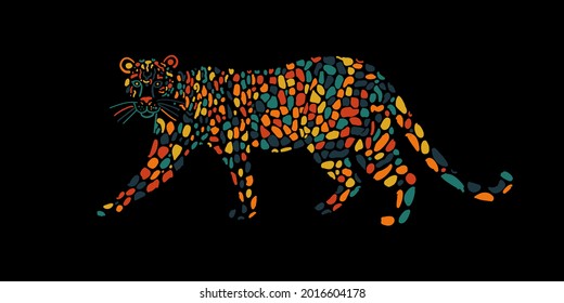 Big Wild Cat Art. Spotted Color for your design