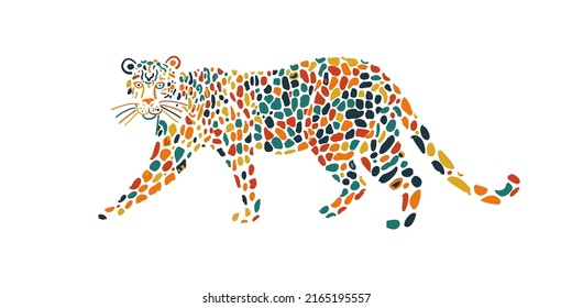 Big Wild Cat Art. Spotted Color for your design