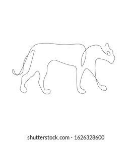 Big wild cat lion continuous line drawing vector illustration