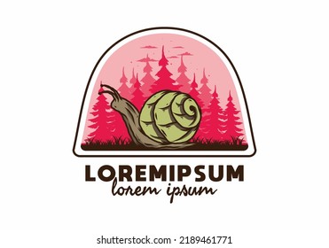 Gran caracol salvaje que se arrastra en el diseño de la ilustración forestal