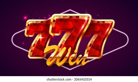 Big win 777 banner. Sign with golden letters. Online casino. Vector illustration