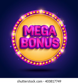 Big Win background with glowing lamps for online casino, poker, roulette, slot machines, card games. Vector illustrator.