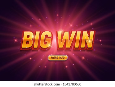 Big win banner on bright background. Vector illustration.