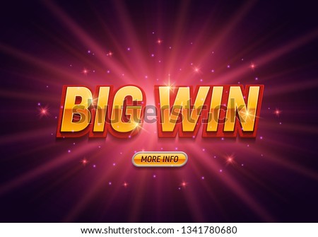 Big win banner on bright background. Vector illustration.