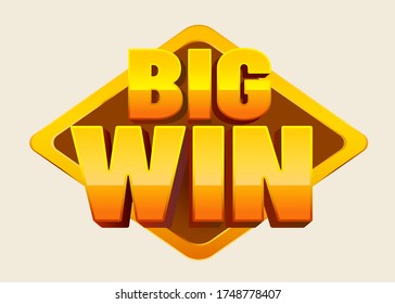 Big Win banner for online casino, poker, roulette, slot machines, card games. Vector illustrator.