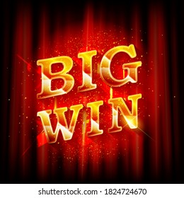 Big Win banner for online casino, poker, roulette, slot machines, card games. Vector illustrator.