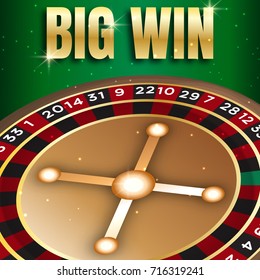 Big Win banner for online casino, poker, roulette, slot machines, card games. Elements for gambling