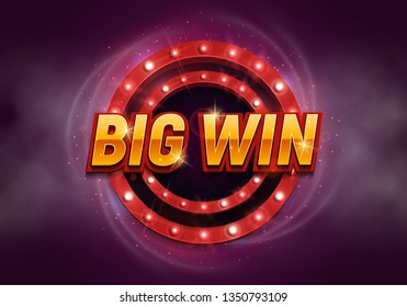 Big win banner with retro billboard. Vector illustration.