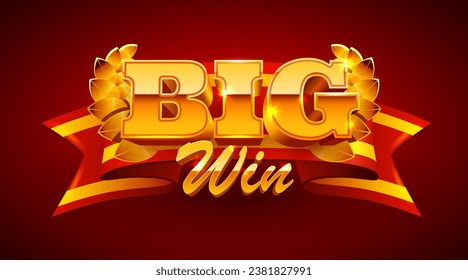 Big win banner. Sign with golden letters. Online casino. Vector illustration