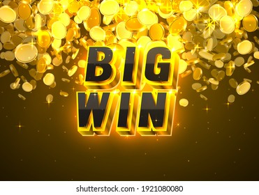 Big Win Casino Coin, Cash Machine Play Now. Vector Illustration