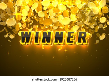 Big Win casino coin, cash machine play now. Vector illustration