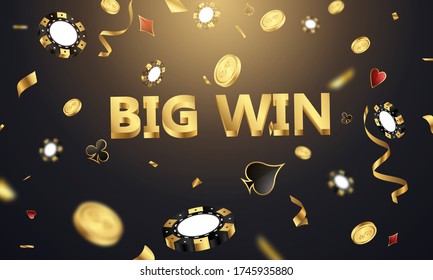 Big Win Casino Luxury Vip Invitation With Confetti Celebration Party Gambling Banner Background.