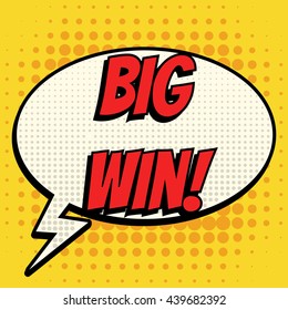 Big win comic book bubble text retro style