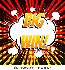 Big win comic book bubble text retro style