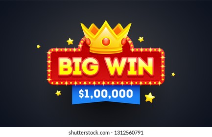 Big win emblem or badge design with winning prize value.