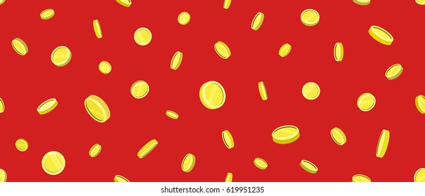 Big Win falling golden coins on red background