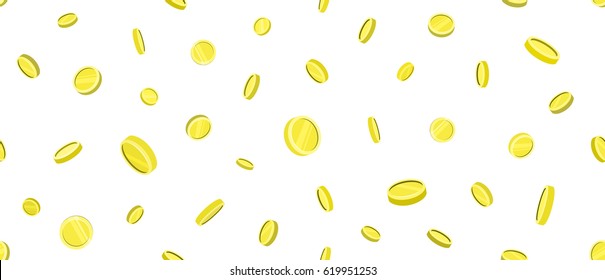 Big Win falling golden coins on white background