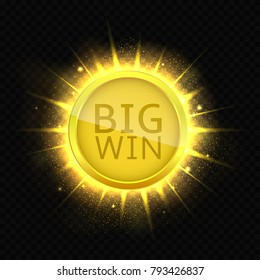 Big Win golden label. Jackpot, Vector illustration