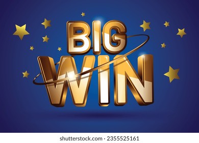 big win golden word lettering banner design template,use for casino or online game concept,vector 3D illustration backdrop design.