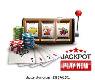 big win illustration Online Jackpot casino Slot machine banner in mobile phone. Chips, playing card, dice. Marketing Luxury Banner Jackpot Online Casino game Slot-machine in Smartphone play now poster