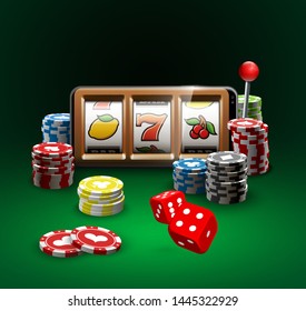 big win illustration Online Jackpot casino Slot machine banner in mobile phone. Chips, playing card, dice. Marketing Luxury Banner Jackpot Online Casino game Slot-machine in Smartphone play now poster