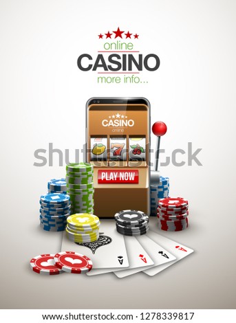 big win illustration Online Jackpot casino Slot machine banner in mobile phone. Chips, playing card, dice. Marketing Luxury Banner Jackpot Online Casino game Slot-machine in Smartphone play now poster
