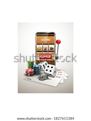 big win illustration Online Jackpot casino Slot machine banner in mobile phone. Chips, playing card, dice. Marketing Luxury Banner Jackpot Online Casino game Slot-machine in Smartphone play now poster