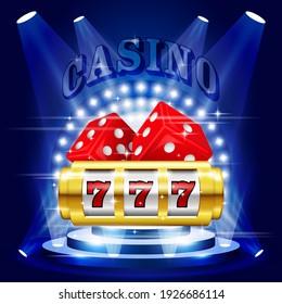 Big win or jackpot - 777 on slot machine, casino concert