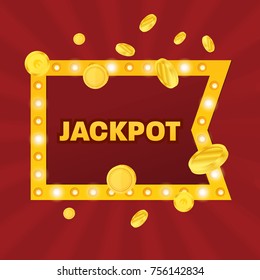 Big win jackpot. Win sign. Casino jackpot winner. Lucky, success, financial growth, money profit. Slot machine in casino, lottery, roulette, gambling. Winner leader happy man Vector illustration