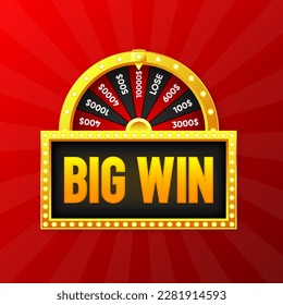Big Win den Jackpot. Spin das Glück zu gewinnen Jackpot. Big win Konzept. Casino-Jackpot. Vektorgrafik.