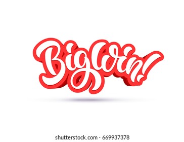 Big win lettering text banner. Vector illustration.