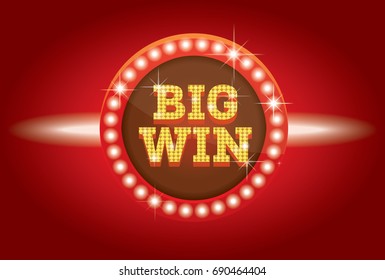 Big Win Neon Banner. Vector Illustration.