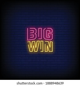Big Win Neon Signs Style Text Vector