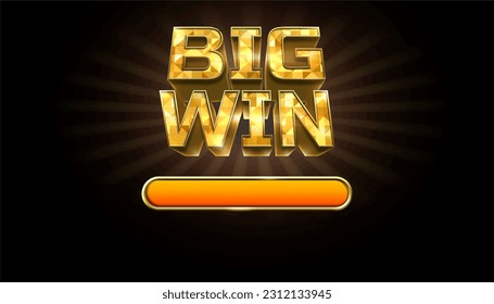 Big Win online casino banner for poker, roulette, slot machines, card or other games vector illustration