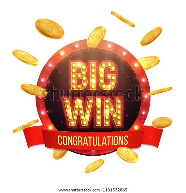 Big Win Sign Falling Gold Coins Stock Vector (Royalty Free) 1131532865