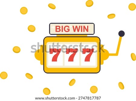 Big Win Slot Machine with Triple Seven Jackpot and Gold Coins. Casino Jackpot Concept with 777 Slot Machine.