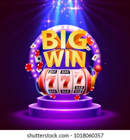 Big win slots 777 banner casino. Vector illustration