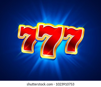 Big win slots 777 banner casino on the blue background. Vector illustration