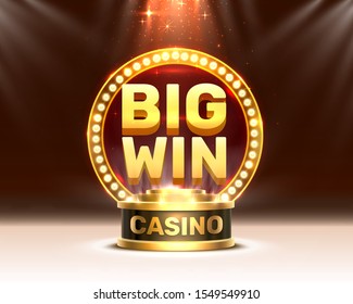 Big win slots 777 banner casino, frame light. Vector illustration