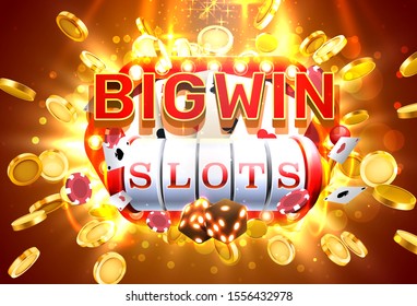 Big win slots 777 banner casino, frame light slots. Vector illustration
