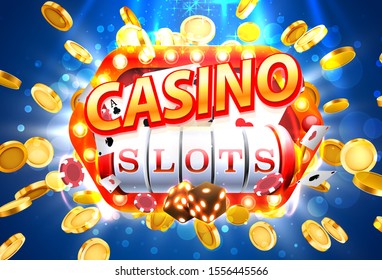 Big win slots 777 banner casino, frame light slots. Vector illustration