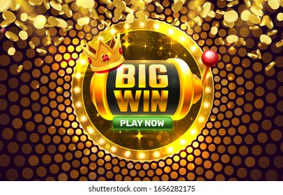 Big Win slots 777 banner casino on the golden background. Vector illustration