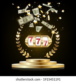 Big win slots 777 banner casino. Vector illustration