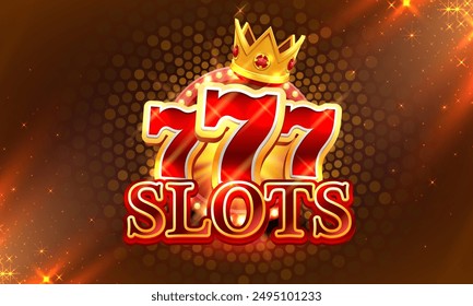 Big win slots 777 banner casino on the red background. Vector illustration