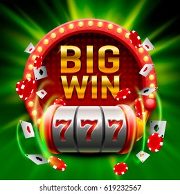 Big win slots 777 banner casino. Vector illustration 