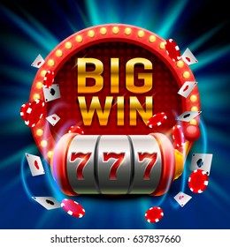 Big win slots 777 banner casino. Vector illustration 